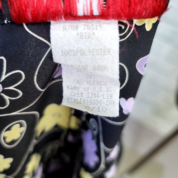 Vintage 90s does 60s Born in America M Floral Shift Mini Dress Zip Front Collar - Picture 9 of 9